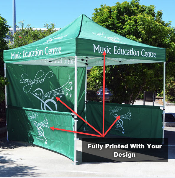 3x3m Printed Canopy With Back Wall and Half Side Walls With Frame